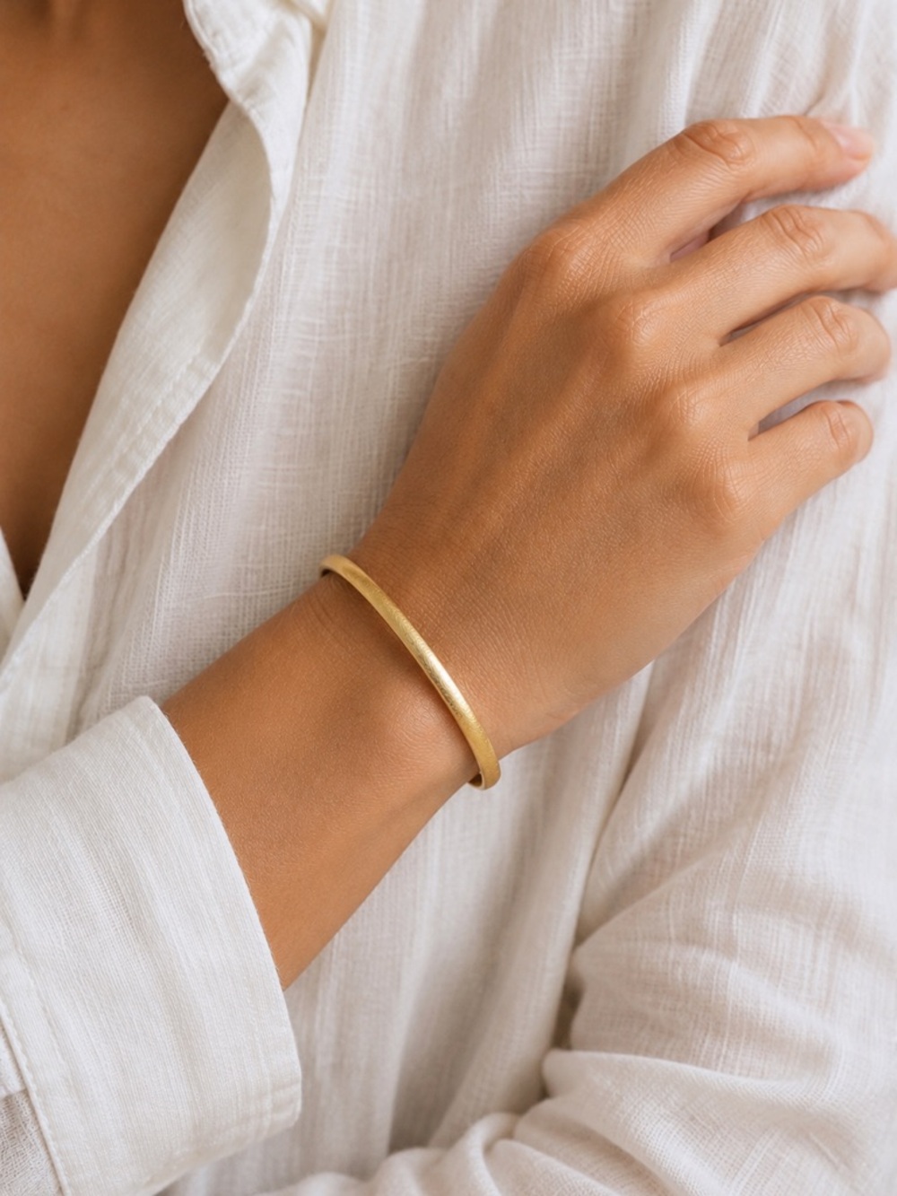 Vintage Monet Gold Tone Bangle Bracelet Signed Minimalist Classic